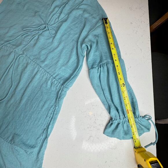 H&M Womens Sz 6 Plunge Neck Tie w/Drawstring Waist Beach Dress - Picture 12 of 13